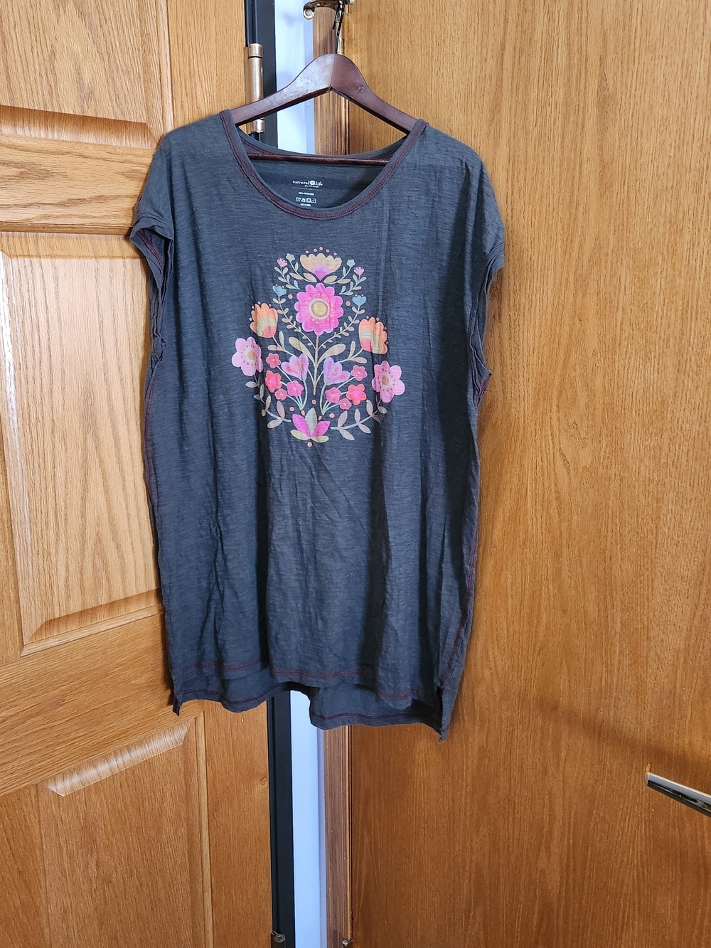 Women's Dark Gray Floral Graphic Short Dress - Pink & Orange Floral